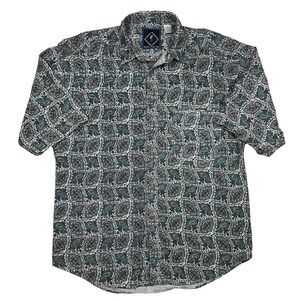 Vintage Santana 80s 90s Button Down Shirt Paisley Print Pattern XL Skater Surfer